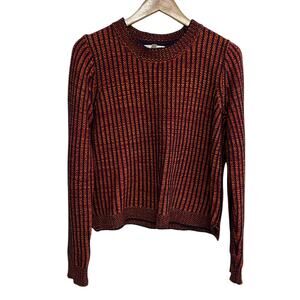 Fall Boho Rib Knit Sweater Cabi Orange Navy Cotton Medium